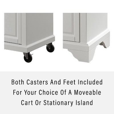 White and Gray Granite Top Portable Kitchen Island Cart