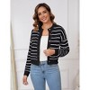 Coolmee Womens Striped Cardigan Casual Long Sleeve Open Front Button Down Knit Fall Sweaters Coat - 3 of 4