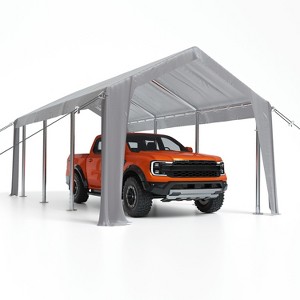 Carport Heavy Duty, 20'x13'x11'  8 Reinforced Leg Poles & 14 mil PE Canopy, Open Portable Carport for Full-Sized Pickup Truck, Boat - 1 of 4