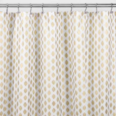 white and gold shower curtain