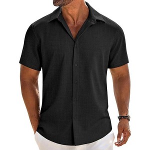 COOFANDY Button Down Shirt Short Sleeve Casual Shirts Linen Shirts - 1 of 4