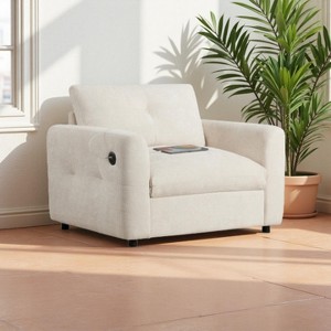 Merax Modern 42" Wide Seat Armchair with Dual-Port Charger and Tufted Design - 1 of 4