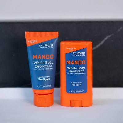 Mando Whole Body Men's Invisible Cream Deodorant Pro-Sport - Trial Size - Aluminum-Free 0.5oz: Non-Toxic, Vegan, Citrus Scent