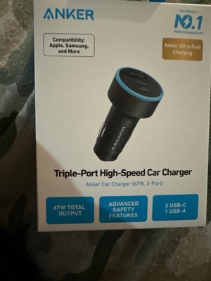 Anker 3-port 67w Car Charger With 3' Usb-c To Usb-c Cable - Black : Target