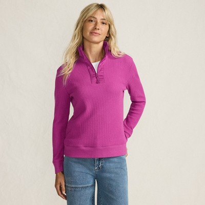 Lands' End Women's Long Sleeve Waffle Quarter Zip Pullover