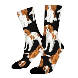 Charles Spaniels Women Printed Crew Socks Funny Funky Socks Soft Polyester Novelty Gifts for Artists Men - 1 of 1