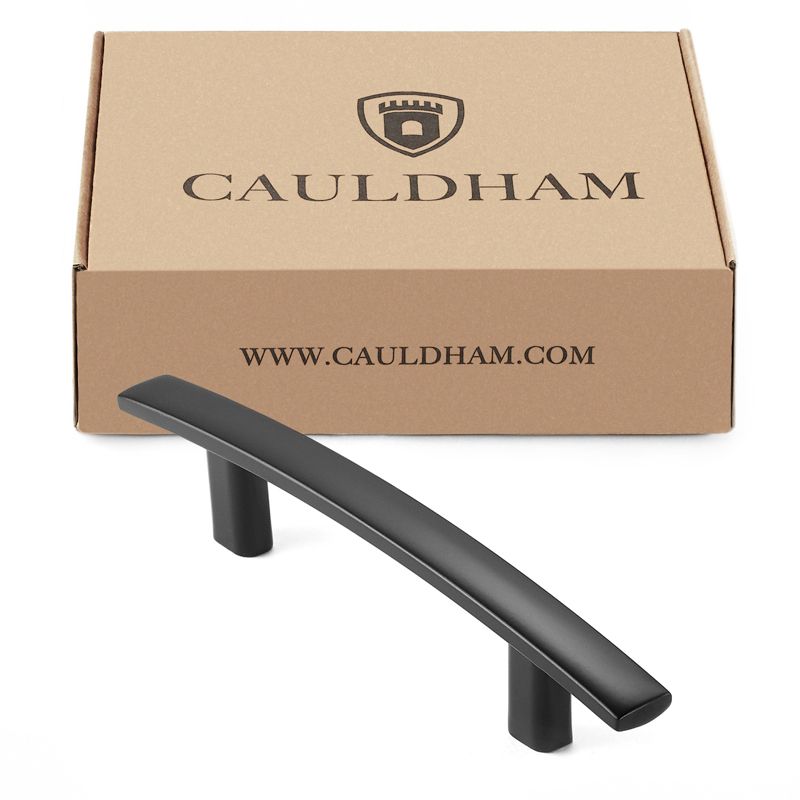 Cauldham Solid Kitchen Cabinet Arch Pulls Handles (3" Hole Centers) - Modern Curved Drawer/Door Hardware - Style M242 - Matte Black, 4 of 6