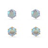 Steeltime Ladies stainless steel and 18k gold plated simulated rainbow color diamond 2pc set stud earrings - 2 of 4