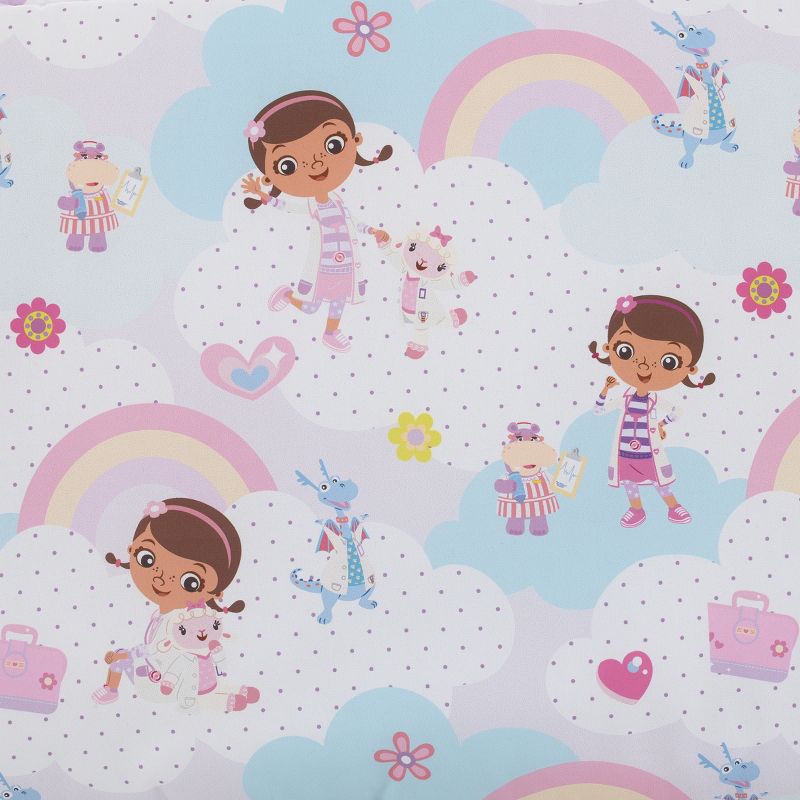 Disney Doc McStuffins Cuddle Team Purple, Pink and Aqua Rainbows and Clouds Preschool Nap Pad Sheet, 5 of 6