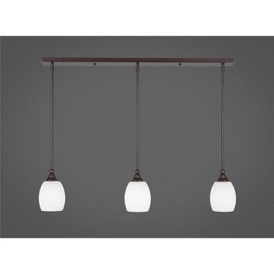 Toltec Lighting Any 3 - Light Chandelier in  Bronze with 5" White Linen  Shade