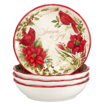 Floral Double-Eared Soup Bowls - Ceramic - Red - Green - 4 Colors -  ApolloBox