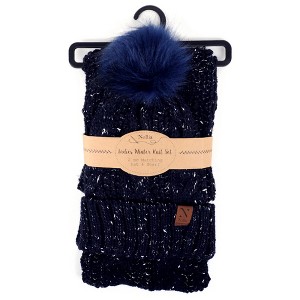 Women's Color 100% Acrylic Speckled Knit Hat And Infinity Scarf Set - 1 of 4