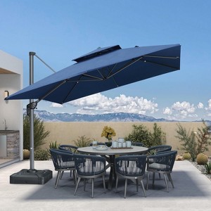 PURPLE LEAF Outdoor Cantilever Umbrellas with Base Large Patio Umbrella Offset Umbrella 360 Degree Rotation - 1 of 4