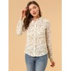 Allegra K Women's Point Collar Long Button Sleeve Button Down Floral Shirt - 3 of 4