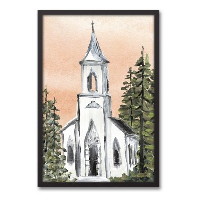 Creative Products Painterly Church I 21.73 x 31.73 Black Framed Canvas