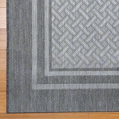 Ash Steel 6'6"x9'6" Synthetic Rectangular Easy-Care Outdoor Rug