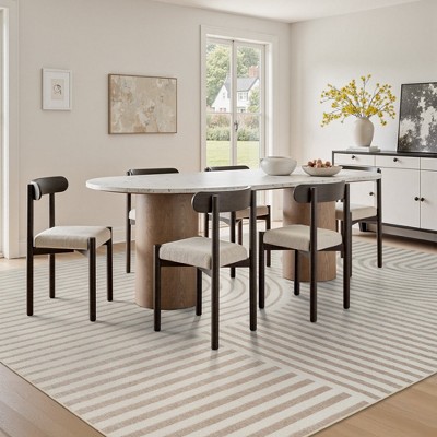 MontVoo Modern Geometric High-Low Beige Washable Area Rug