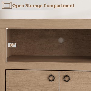 Entertainment Center with 6 Storage Drawers & Soundbar Shelf, White Television Consoles Stands for Living Room - 1 of 4