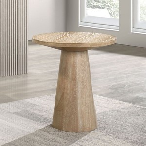 Sapphtopaz 20" Modern End Table with Unique Cone Base Pedestal Round Sofa Side Table Contemporary Style Bedside Table for Living Room, Bedroom - 1 of 4