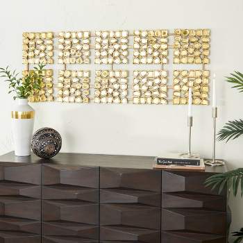Aluminum Geometric Wall Decor with Hammered Designs Gold - Olivia & May