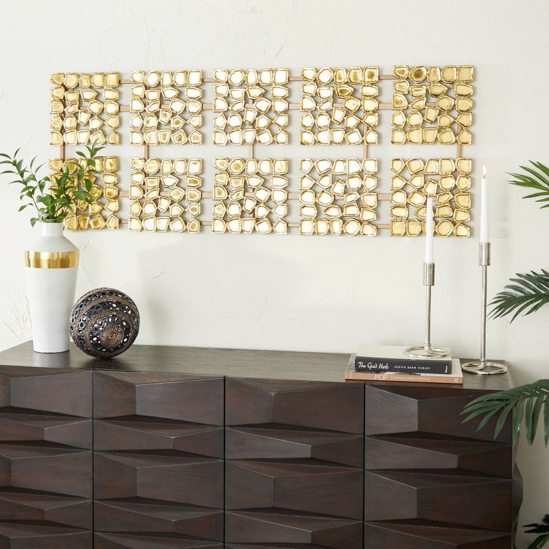 Aluminum Geometric Wall Decor with Hammered Designs Gold - Olivia & May, 1 of 6