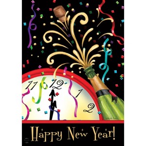 Briarwood Lane Winter New Year's Garden Flag 12x18 For Outdoor Happy New Year Clock For New Year's Garden Flag Flags For Outside - 1 of 4
