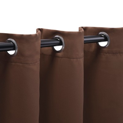 Cappuccino Blackout Grommet Top Polyester Curtain Panels, Set of 2
