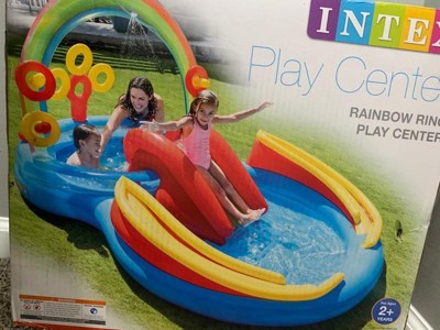 Intex 9.75ft X 6.3ft X 53in Rainbow Slide Kids Play Inflatable Pool ...