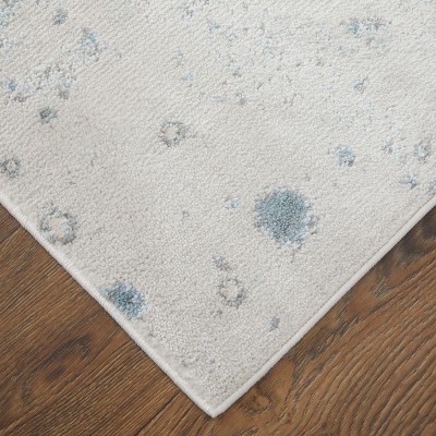 Gray and Blue Abstract Rectangular Cotton Area Rug