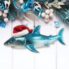 Shark with Santa Hat Glass Christmas Ornament| OrnamentallyYou - 2 of 4