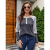 Women’s Waffle Knit Tunic Tops Color Block Long Sleeve Button Up Crew Neck Henley Shirts - 4 of 4