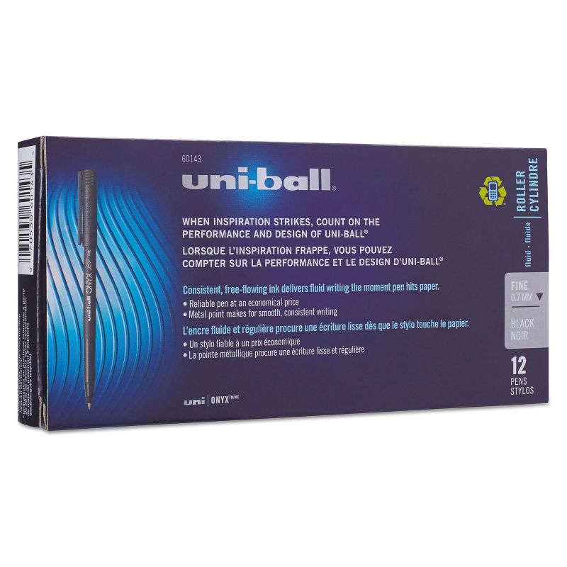 uni-ball Onyx Roller Ball Stick Dye-Based Pen Black Ink Fine Dozen 60143, 5 of 9