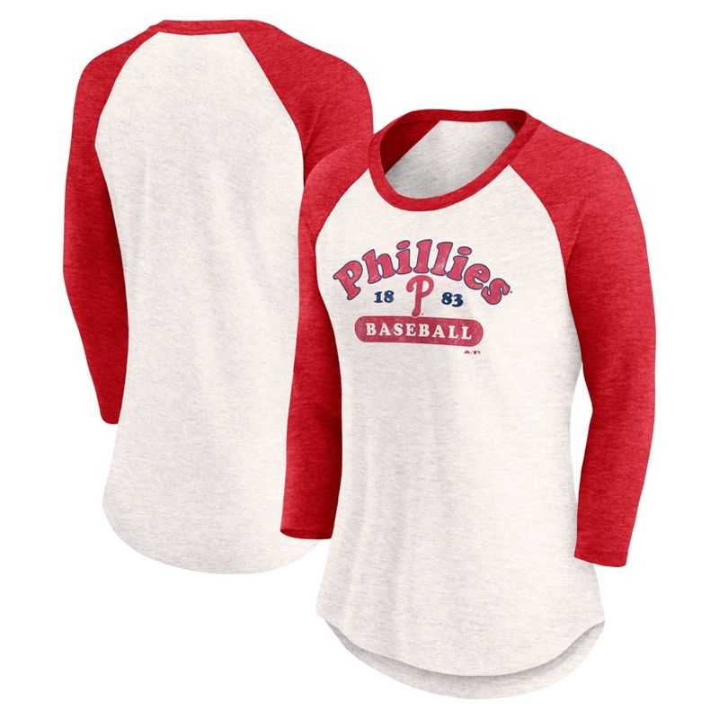 MLB Philadelphia Phillies Women&#39;s 3 Qtr Fashion T-Shirt, 1 of 4
