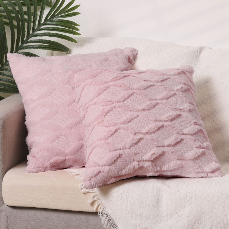 Unique Bargains Soft Plush Decorative Throw Solid Striped Pillow Covers 2 Pcs, 2 of 7