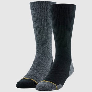 Signature Gold by Goldtoe Men's Heavyweight Tec Crew Boot Socks 2pk - Black/Gray/Charcoal 6-12 - 1 of 4