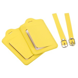 Unique Bargains Backpack PU Identifier Card Luggage Tag with Strap 2 Pcs - 1 of 4