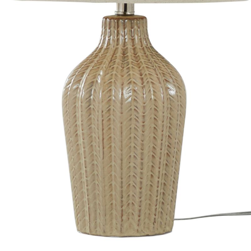 LumiSource (Set of 2) Rockwell 23&#34; Contemporary Accent Lamps Cuban Sand Ceramic Polished Nickel and Natural Linen Shade from Grandview Gallery, 4 of 7