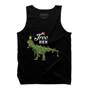 Men's Design By Humans Dinosaur Christmas Tree Rex Christmas Gift By amitsurti Tank Top - 1 of 4
