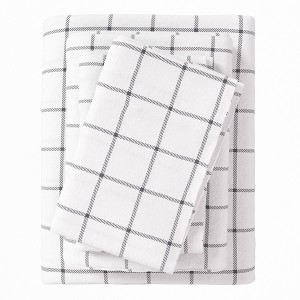 100% Cotton Plaid & Stripe Flannel Sheet Set - Great Bay Home - 1 of 4
