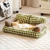 Mewoofun Pet Couch Bed, Washable Cat Beds for Medium Small Dogs & Cats, Durable Dog Beds with Non-Slip Bottom, Fluffy Cat Couch,Green＆White - 3 of 4