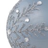 Northlight Set of 2 Shiny Stone Blue Glitter Snowflakes Glass Christmas Ball Ornaments 4" - 3 of 4