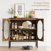 Whizmax 2 Set Sideboard Buffet Cabinet with Glass Doors, Rattan Storage Cabinet with Adjustable Shelves for Dining Room, Kitchen, Living Room - Brown - 3 of 4
