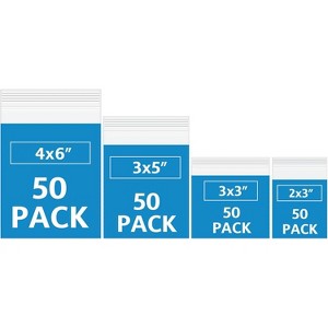 Clear Zipper Lock Bags 200 Pack 4 Sizes 2x3 3x3 3x5 4x6 Inch 2 Mil Thick for Jewelry Storage - 1 of 4