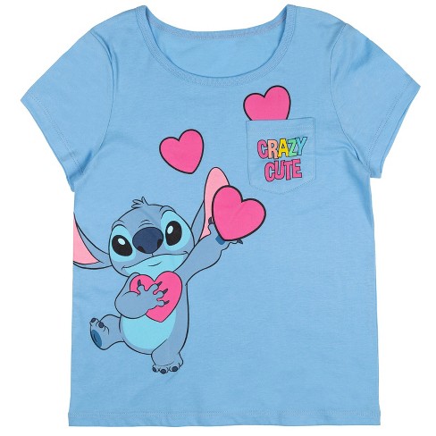 Disney Lilo and Stitch Girls Short Sleeve T-Shirt- Stitch Girls Tee Sizes  4-16 