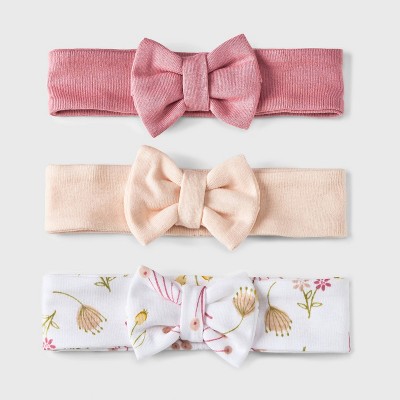 Image of Baby Girls' 3pk Prairie Floral Headwrap - Cloud Island™ Pink Newborn