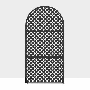 Lirago Metal Outdoor Privacy Screen Arched Top Freestanding Patio Decorative Screens - 72"x35", Black - 1 of 4