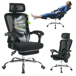 Mesh Ergonomic Office Chair w/Footrest, Home Office Computer Chair with Adjustable Headrest and Backrest, Executive Desk Chair with Wheels 360 Swivel - 1 of 4