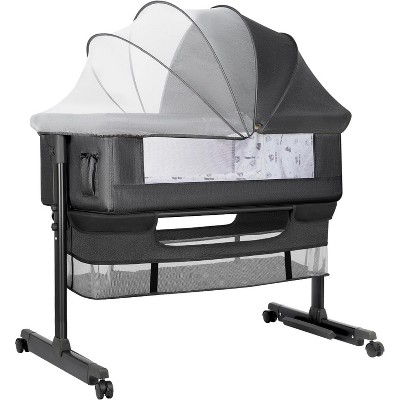 Bassinet, Basinet Bedside Sleeper, Easy to Fold Portable Crib Side Bassinet (Dark Gray)