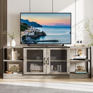 71" Farmhouse TV Stand for 75/80 inches TVs, Entertainment Center with Storage Cabinet and Mesh Doors, Industrial Media Console Cabinet Table - 1 of 4