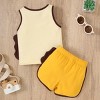 PATPAT Hyper-Tactile Baby Boy Giraffe 3D Tank Top & Shorts Outfit Set: 2 pc Casual Animal Pattern Suit - 2 of 4